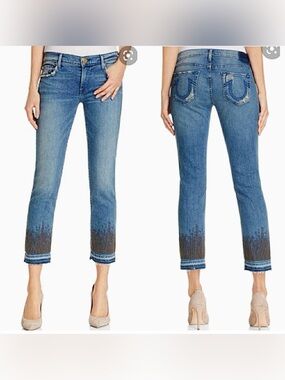 True Religion Cora Straight Crop Jean Women’s 25 Eclectic Edgy Studded Hem